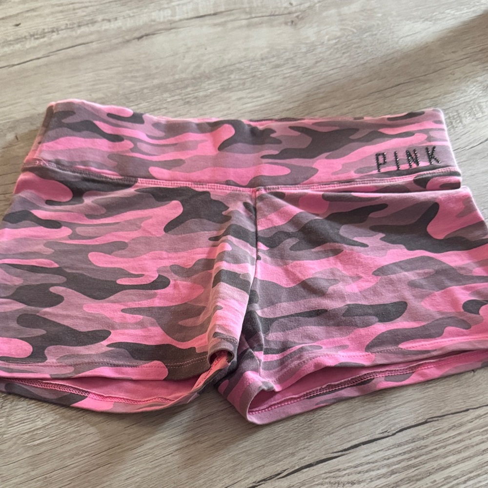 PINK Victoria's Secret Pink and Brown Camo Athletic Shorts